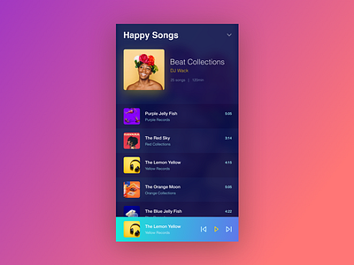 Music Player - Dark Version 2d 3d android animation app colorful dark design gif gradient music music player