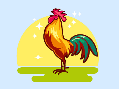 Rooster for good morning- wake up guys ! cock illustration morning rooster vector wake up yellow