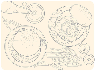 Set of lines illustrations for diverse restaurants.