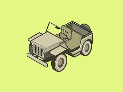 Jeep 1 army illustration machine military vector vintage car war