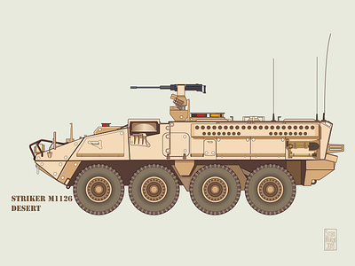 Striker m-1126 Desert army desert graphic military tank vector