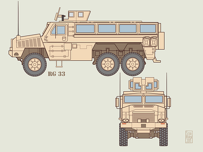 Mylitary truck RG 33 army desert graphic military truck vector