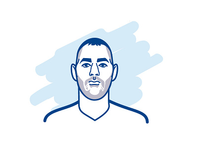 Karim Benzema avatar blue face football illustration player portrait ronaldo sport