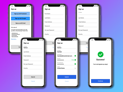 Sign Up Flow -- Daily UI Challenge 001 dailyui dailyui 001 design iphone signup signup form ui ux