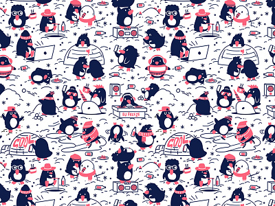 Penguin Party animals cute ice kids party pattern penguin snow snowman winter