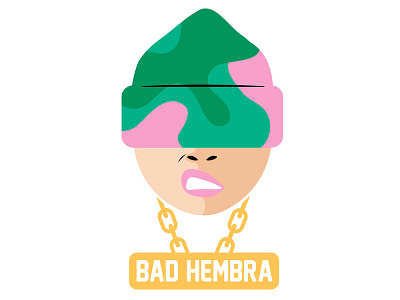 Bad Hembra camo camouflage chain face hat logo a day podcast logo tough woman illustration woman logo womans women