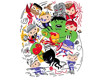 Avenge Kids avengers black panther captain america comic art cute hulk illustration ironman kids marvel marvel comics marvelcomics superhero thor