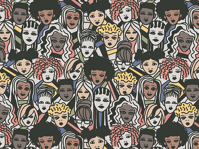 Connected african colorful design diversity equality faces geometric hair illustration inclusion pattern textile pattern tribal vector woman women