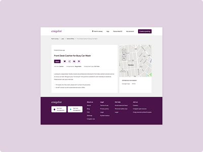 Craigslist job search page redesign