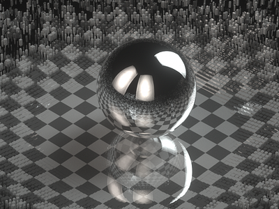 Chrome sphere on checkboard c4d octane