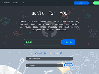 GitHub Landing Page Redesign ui ux web