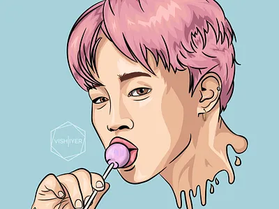 Illustration of Jimin from BTS animation design digital art illustration logo portrait art vector