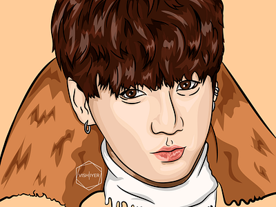 Illustration of Jungkook from BTS animation design digital art illustration logo portrait art vector