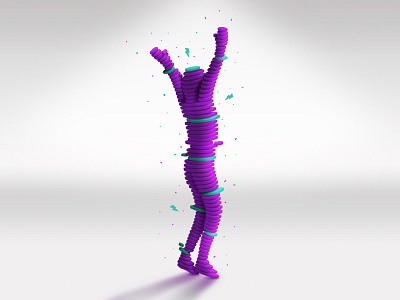 Block by Block Character 3d aqua character color dance figure illustration jump photoshop pose purple