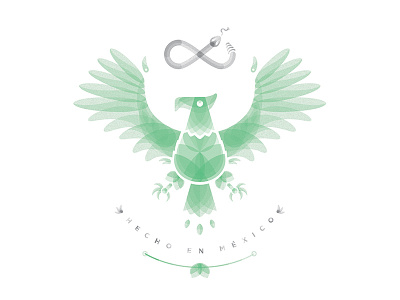 Hecho en México - Made in Mexico bird design eagle flat gray green illustration mexico minimal serpent simple