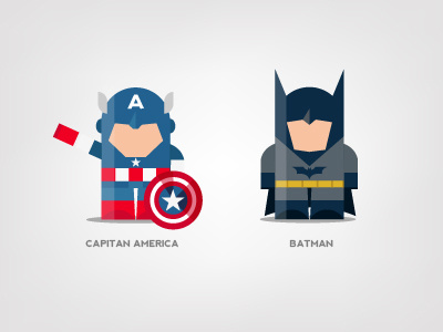 Mini Superheroes: Capitan America, Batman batman brohouse capitan america character design digital art horia oane illustration the avengers characters