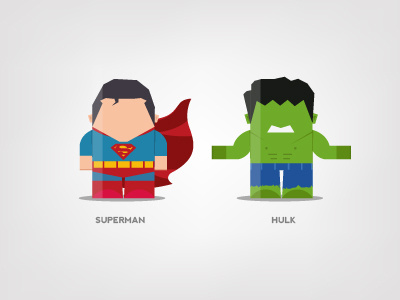 Mini Superheroes: Superman, Hulk brohouse character design digital art horia oane hulk illustration superman the avengers characters