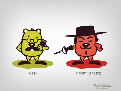 Pixel's Wisdom_4 brohouse campaign characters design facebook geek illustrator pixel v vector vendeta wisdom