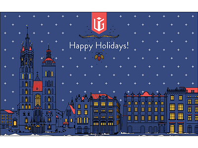 Happy Holidays! build card christmas city holidays holidayscard illustration krakow newyear snow uigstudio vector