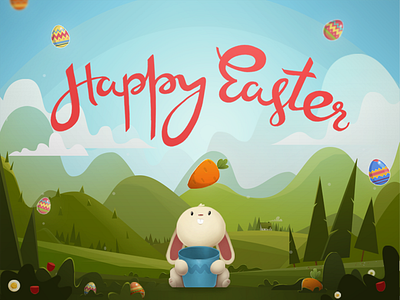 UIG Studio Easter Challenge 2018 2018 animation challenge easter flat game illustration rabbit uig web webgame