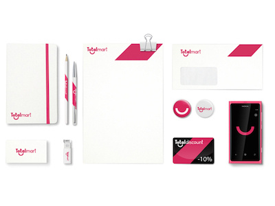 Totalmart branding and logo branding logo logotype magenta market minimal positive smile style totalmart