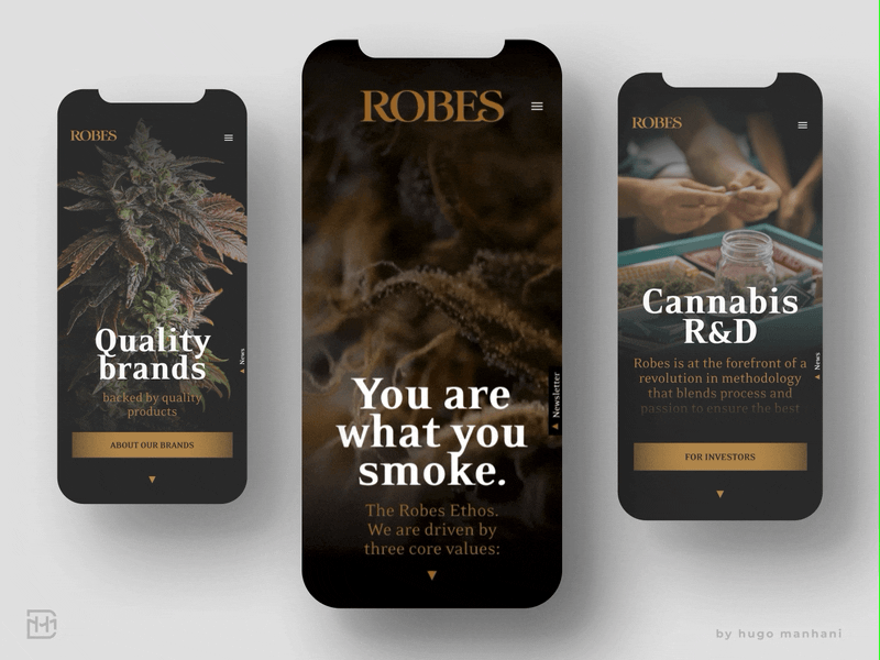 ROBES Cannabis UI cannabis mobile ui mobile website ui user interface design userinterface ux visual design website