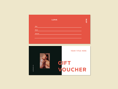 Luna May Gift voucher template black clean design gift voucher gift voucher template minimal layout orange stationery stationery template template white