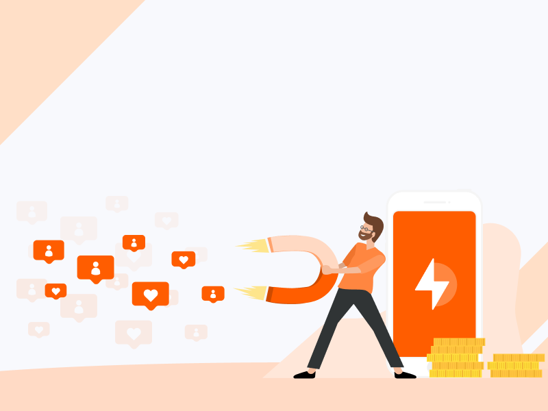 Buying likes. Продвижение в Инстаграм b2b. Иллюстрация продвижение в Инстаграм b2b. Followers and likes in the Market вектор. The fastest Instagram Followers and likes in the Market вектор.