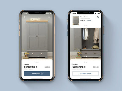 Add to Cart Function for Furniture App add to cart app basket bedroom branding cart category category page design ecommerce flat furniture furniture store ikea interior design mobile product page ui ux wardrobe