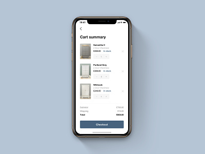 Cart Page for Furniture App