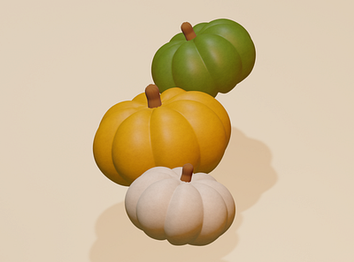 3D Colorful Pumpkins 3d fall pumpkin rendering