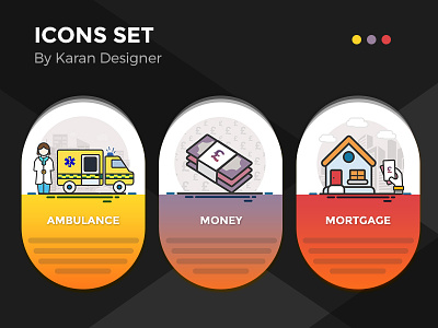 Cool Icons Set ambulance colorful flat icon lines money mortgage second shot