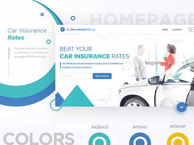 Car Insurance Webpage car design flat insurance interface ui user webpage