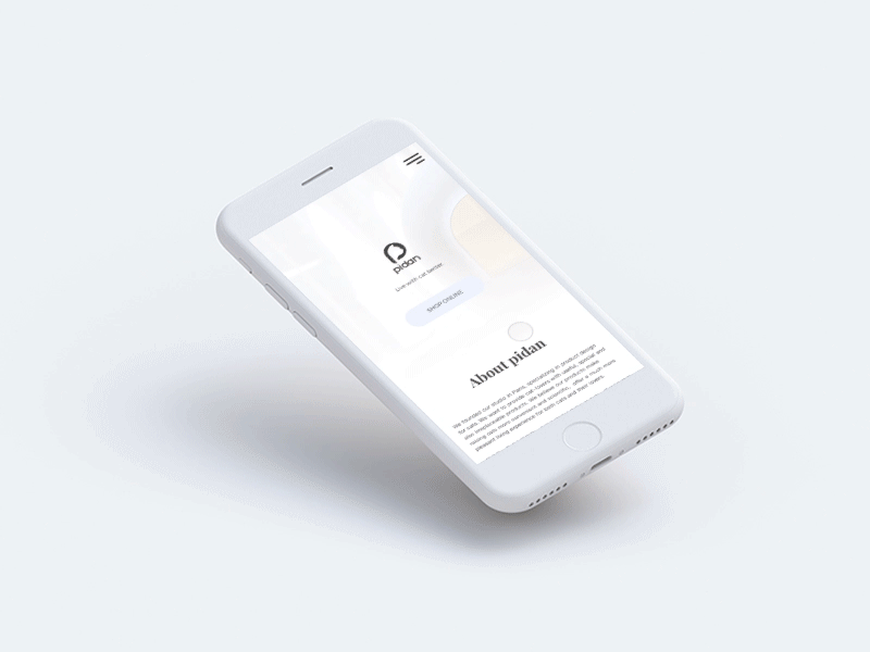 Pidan Website Homepage on Mobile Device ui web
