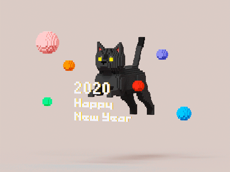 Happy New Year 2020 magicavoxel voxels