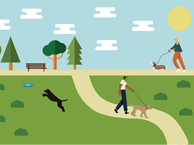 Dog Park Flat Illustration