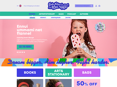 Rebel Girls branding design illustration shopify ui ux web website