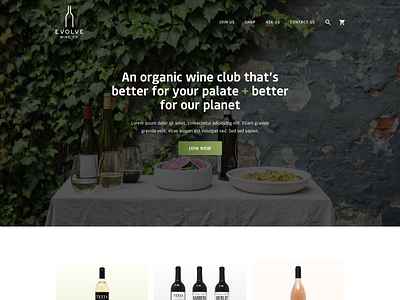Evolve Wine Concept branding concept design shopify ui ux web web design website website design