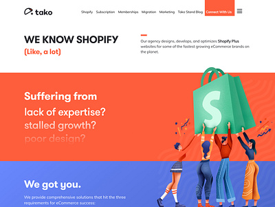 Tako Agency Website branding design illustration shopify ui ux web website