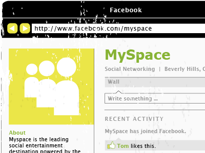 MySpace on Facebook facebook myspace