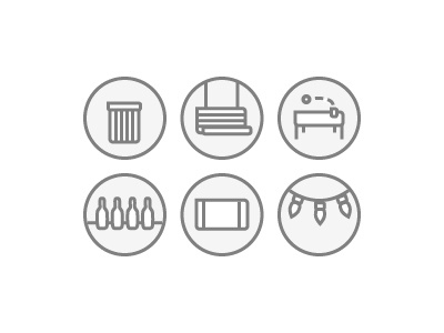 Porch Icons beer beer pong bottles christmas lights icons porch swing trash welcome mat