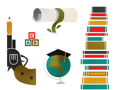 Education Icons blocks books diploma education globe growth gun icons infographic pencil