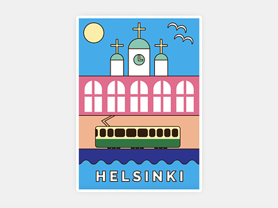 Greetings from Helsinki colorful finland graphic design helsinki illustration postcard