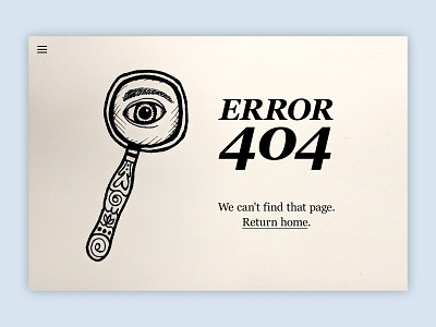 Custom 404 Error Page black and white drawing illustration old school ui
