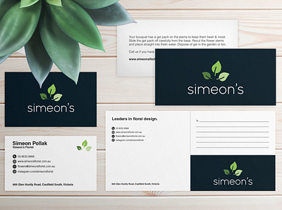 Stationery for Simeon's Florist graphic design print design stationery