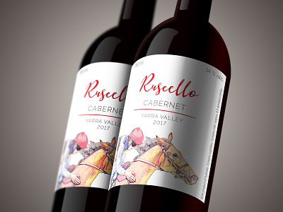 Wine bottle label for Ruscello Cabernet graphic design label design wine wine label
