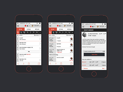 Calendar Mobile view V1.5 book booking calendar class dashboard diary gym interface menu mobile responsive ui