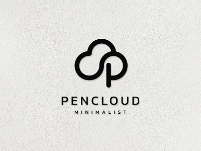 Letter P and The Cloud app brand identity branding design elegant flat icon illustration logo minimalist modern monogram simple typography vector