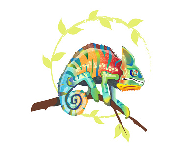 chameleon animal illustration chameleon colourfull colours creative design design art illustration illustration art illustration design illustration digital illustrator leaf logo nature art vector vector illustration