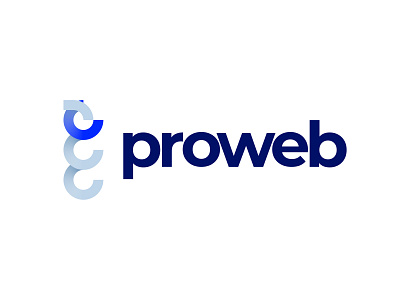 ProWeb: Logo 3d blue branding gradient identity logo pipe silver typography